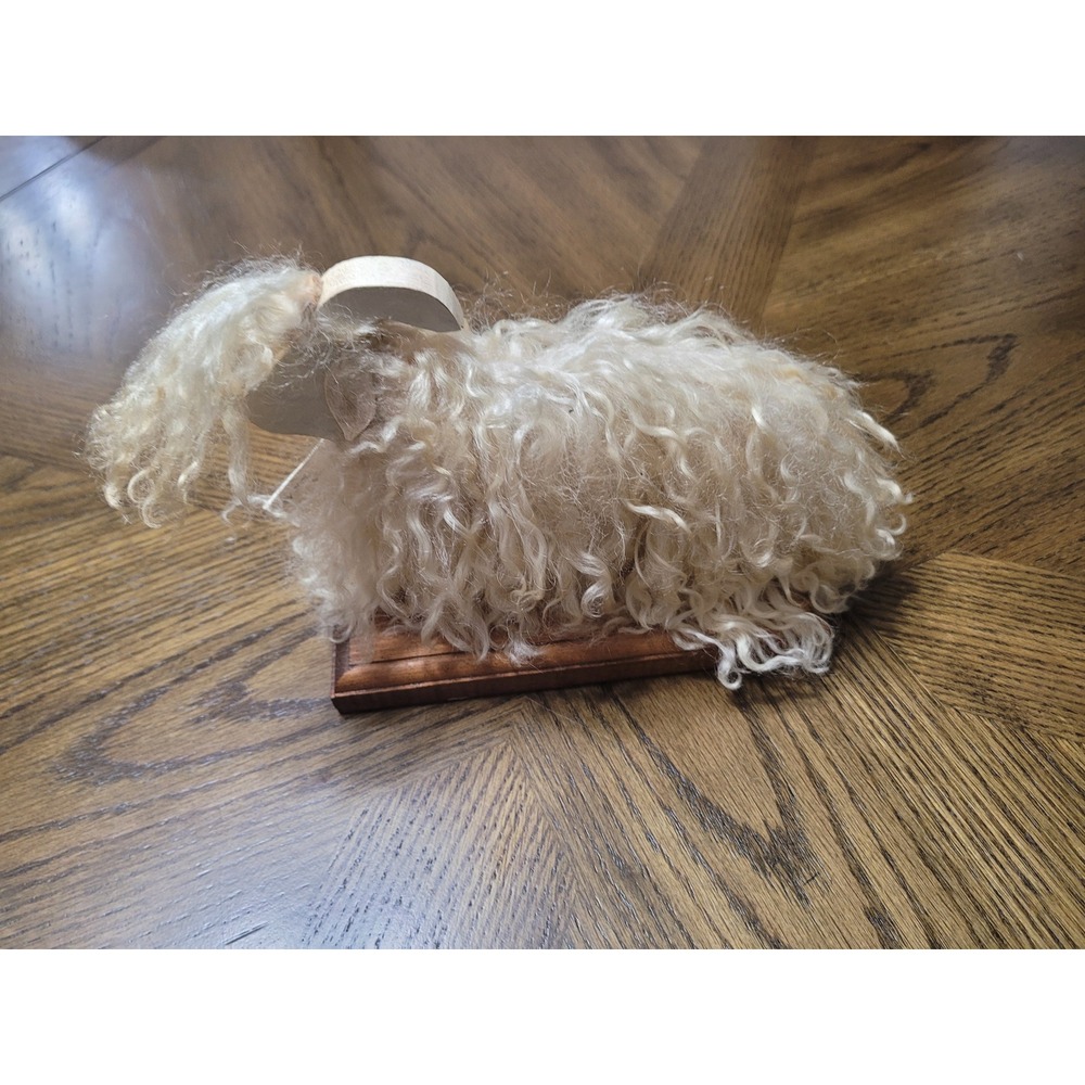Mohair Magic Originals Wood Goat with Mohair Pelt Figurine Charming Rustic Decor - Picture 5 of 10